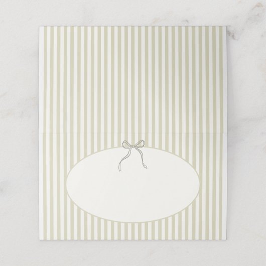 Whimsical Stripe Green Wedding Platzkarte (Außenseite Aufgefaltet)