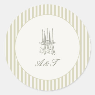 Whimsical Stripe Green Wedding Runder Aufkleber