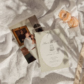 Whimsical Stripe Green Wedding Save the Date Einladung