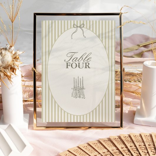 Whimsical Stripe Green Wedding Tischnummer