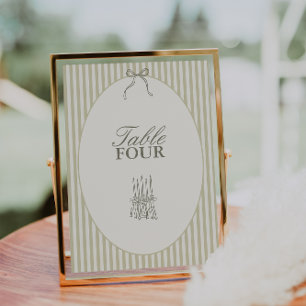 Whimsical Stripe Green Wedding Tischnummer