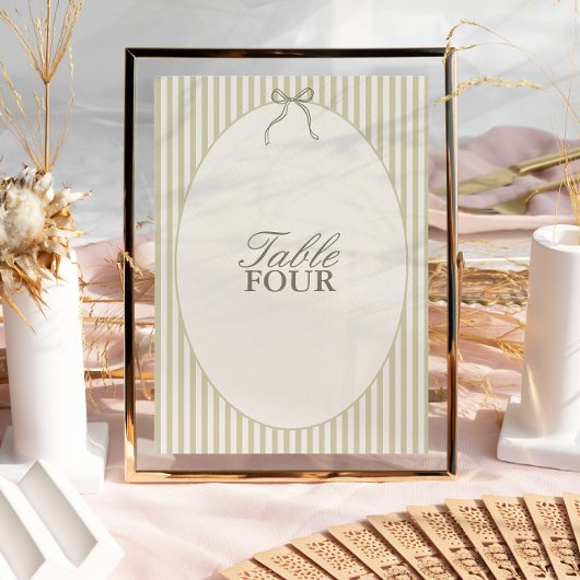 Whimsical Stripe Green Wedding Tischnummer