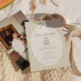 Whimsical Stripe Grün Hochzeit Save the Date Einladung