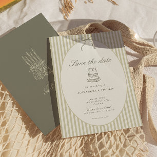 Whimsical Stripe grüne Hochzeit speichern Sie das  Einladung