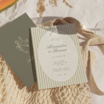 Whimsical Stripe Grüne Hochzeitseinladung