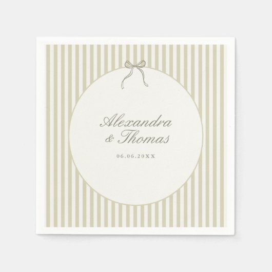 Whimsical Stripe Grüne Hochzeitsservietten Serviette (Vorderseite)