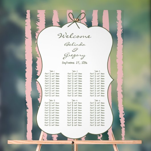 Whimsical Stripe Handgeschriebene Hochzeits-Sitzor Acrylschild (Neutral)