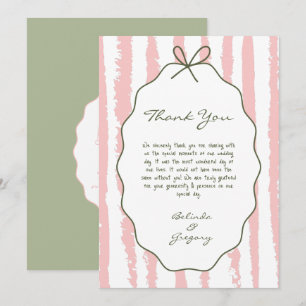 Whimsical Stripes Handgeschriebene Bemalte Hochzei Dankeskarte