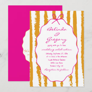 Whimsical Stripes Handgeschriebene Bemalte Hochzei Einladung