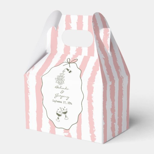 Whimsical Stripes Handgeschriebene Bemalte Hochzei Geschenkschachtel (Vorderseite)
