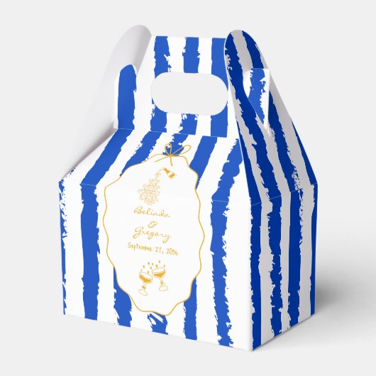 Whimsical Stripes Handgeschriebene Bemalte Hochzei Geschenkschachtel (Vorderseite)