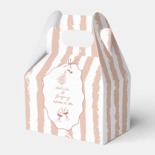 Whimsical Stripes Handgeschriebene Bemalte Hochzei Geschenkschachtel (Vorderseite)