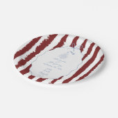 Whimsical Stripes Handgeschriebene Bemalte Hochzei Pappteller (Schrägansicht)