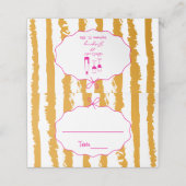 Whimsical Stripes Handgeschriebene Bemalte Hochzei Platzkarte (Außenseite Aufgefaltet)