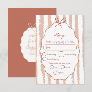 Whimsical Stripes Handgeschriebene Bemalte Hochzei RSVP Karte