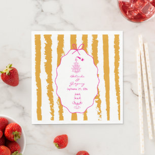 Whimsical Stripes Handgeschriebene Hochzeit Serviette