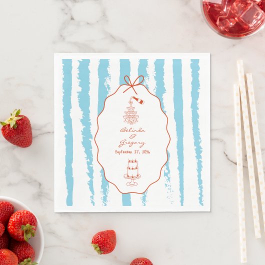 Whimsical Stripes Handgeschriebene Hochzeit Serviette (Beispiel)