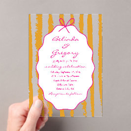 Whimsical Stripes Handwritten Painted Wedding Acryleinladungen
