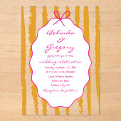 Whimsical Stripes Handwritten Painted Wedding Acryleinladungen (Vorderseite)