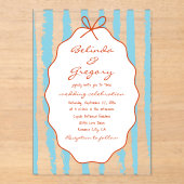 Whimsical Stripes Handwritten Painted Wedding  Acryleinladungen (Vorderseite)