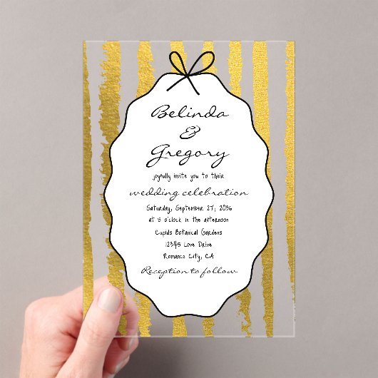 Whimsical Stripes Handwritten Painted Wedding Acryleinladungen (Insitu (Handheld))