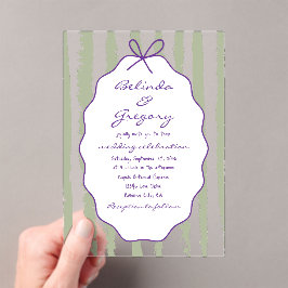 Whimsical Stripes Handwritten Painted Wedding Acryleinladungen