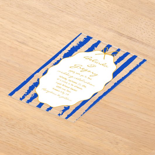 Whimsical Stripes Handwritten Painted Wedding  Acryleinladungen (Ablage )