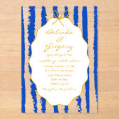 Whimsical Stripes Handwritten Painted Wedding Acryleinladungen (Vorderseite)