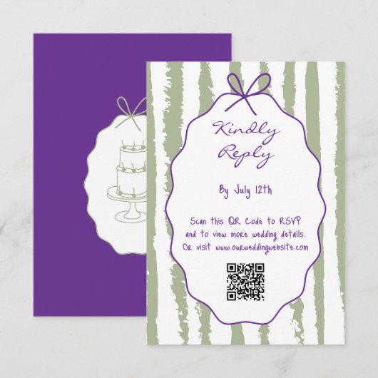 Whimsical Stripes Handwritten Painted Wedding Begleitkarte (Vorne/Hinten)