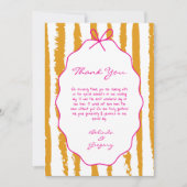 Whimsical Stripes Handwritten Painted Wedding  Dankeskarte (Vorderseite)