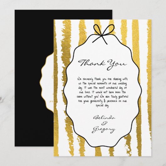 Whimsical Stripes Handwritten Painted Wedding Dankeskarte (Vorne/Hinten)