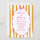 Whimsical Stripes Handwritten Painted Wedding  Einladung (Vorderseite)