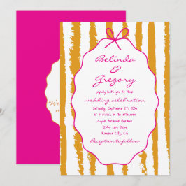 Whimsical Stripes Handwritten Painted Wedding Einladung