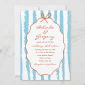 Whimsical Stripes Handwritten Painted Wedding  Einladung (Vorderseite)