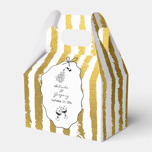 Whimsical Stripes Handwritten Painted Wedding  Geschenkschachtel (Vorderseite)