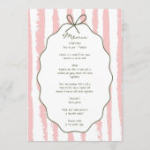 Whimsical Stripes Handwritten Painted Wedding  Menükarte (Vorderseite)
