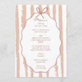 Whimsical Stripes Handwritten Painted Wedding  Menükarte (Vorderseite)
