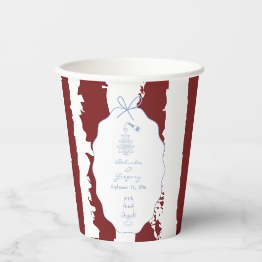 Whimsical Stripes Handwritten Painted Wedding  Pappbecher (Vorderseite)