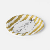 Whimsical Stripes Handwritten Painted Wedding  Pappteller (Schrägansicht)