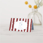 Whimsical Stripes Handwritten Painted Wedding  Platzkarte (Rückseite)