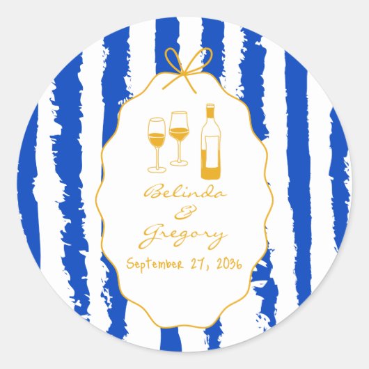 Whimsical Stripes Handwritten Painted Wedding  Runder Aufkleber (Vorderseite)