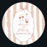 Whimsical Stripes Handwritten Painted Wedding  Runder Aufkleber<br><div class="desc">A whimsical hand drawn illustration wedding design suite in terracotta and peach. This contemporary modern wedding design is ideal for all seasons especially Spring and Summer. A contemporary, fun and whimsical wedding hand drawn and hand written look design perfect for destination weddings. A retro terracotta and peach hand illustrated and...</div>