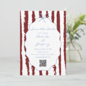 Whimsical Stripes Handwritten Painted Wedding  Save The Date (Stehend Vorderseite)