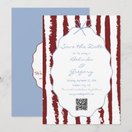 Whimsical Stripes Handwritten Painted Wedding Save The Date