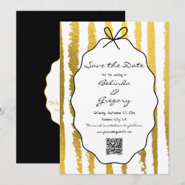 Whimsical Stripes Handwritten Painted Wedding Save The Date