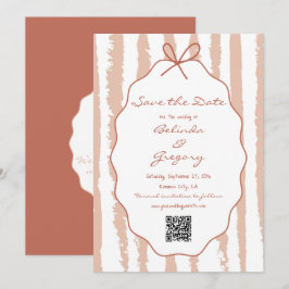 Whimsical Stripes Handwritten Painted Wedding Save The Date