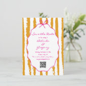 Whimsical Stripes Handwritten Painted Wedding  Save The Date (Stehend Vorderseite)