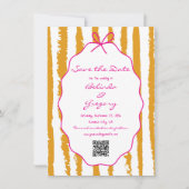 Whimsical Stripes Handwritten Painted Wedding  Save The Date (Vorderseite)