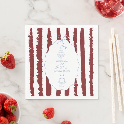 Whimsical Stripes Handwritten Painted Wedding  Serviette (Beispiel)