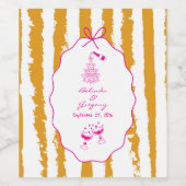 Whimsical Stripes Handwritten Painted Wedding  Weinetikett (Einzelnes Label)